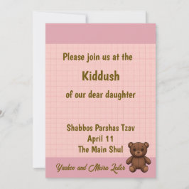 Convite de chá de fraldas de grade rosa