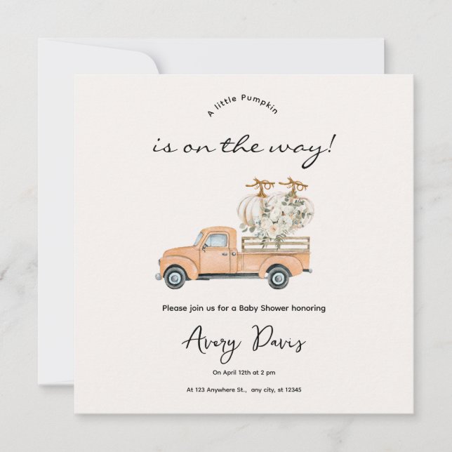 Convite de Chá de fraldas de Pumpkin de Queda Pers (Frente)