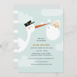 Convite de Chá de fraldas de Stork com Nuvens