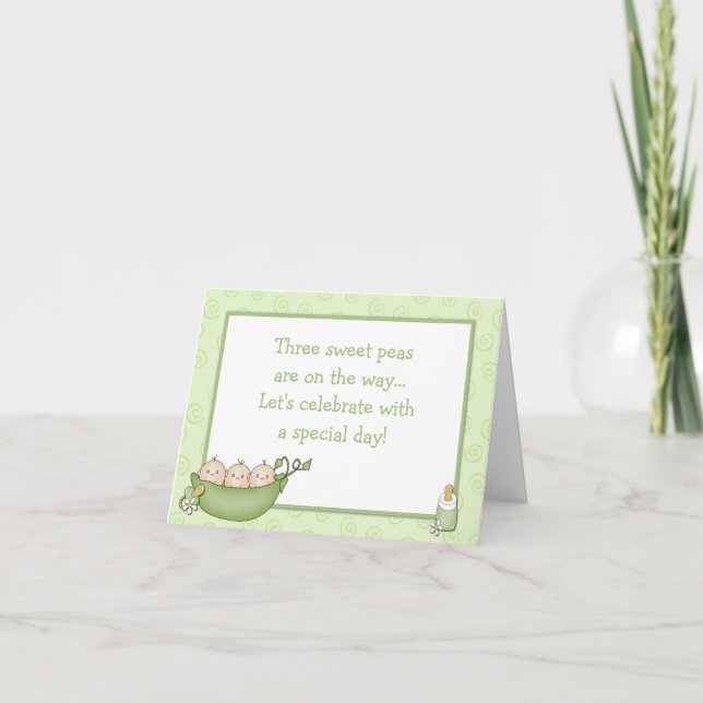 Convite de Chá de fraldas de Triplets (Frente)