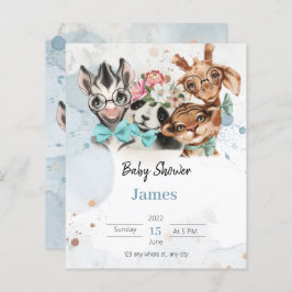 Convite de chá de fraldas fardado Safari