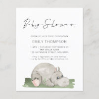 Convite de Chá de fraldas Hippo de Cubo de Script 