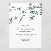 Convite De Chá de fraldas Ilustrado De Vinhas Deli