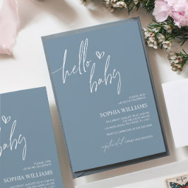 Convite de Chá de fraldas Minimalista Dusty Blue