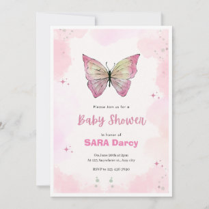 Convite de Chá de fraldas Minimalista Rosa