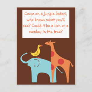 Convite de Chá de fraldas Personalizado da Selva