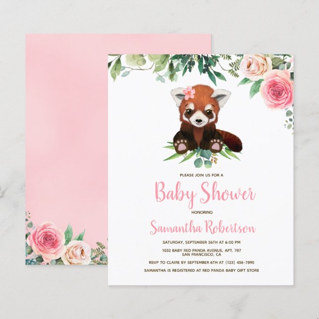 Convite de Chá de fraldas Rosa Pink do Urso de Cor (Frente/Verso)