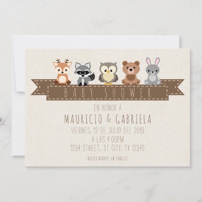 CONVITE DE CHÁ DE FRALDAS - TEMA BOSQUE (Frente)