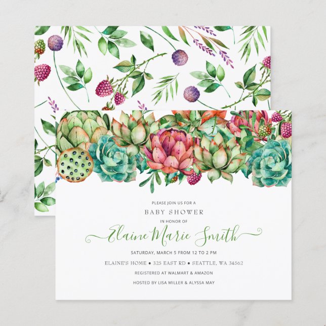 Convite de Chá de fraldas Unisex com Êxito de Orça (Frente/Verso)