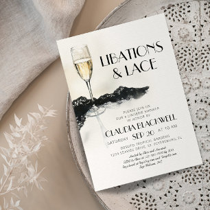 Convite de Chá de Lingerie Champagne de Renda