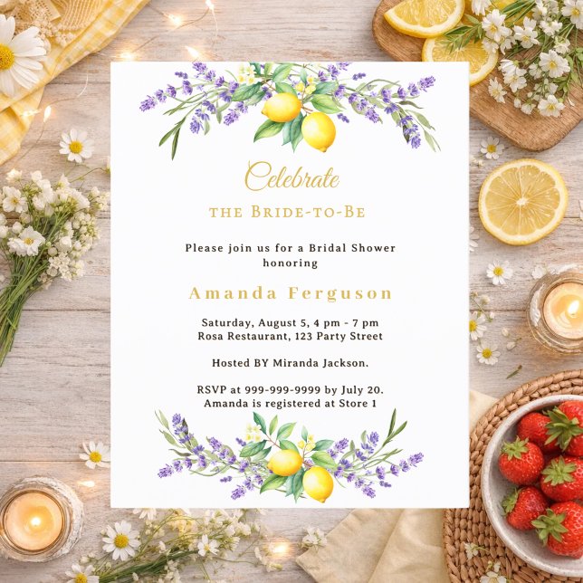 Convite de chá de lingerie com florais de lavanda  (Criador carregado)