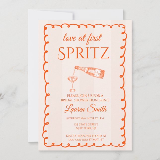 Convite de Chá de Noiva Amor à Primeira Spritz (Frente)