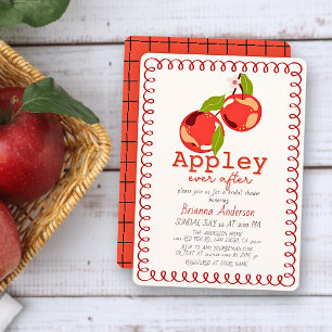 Convite de Chá de Noiva Apple Ever After Vermelho