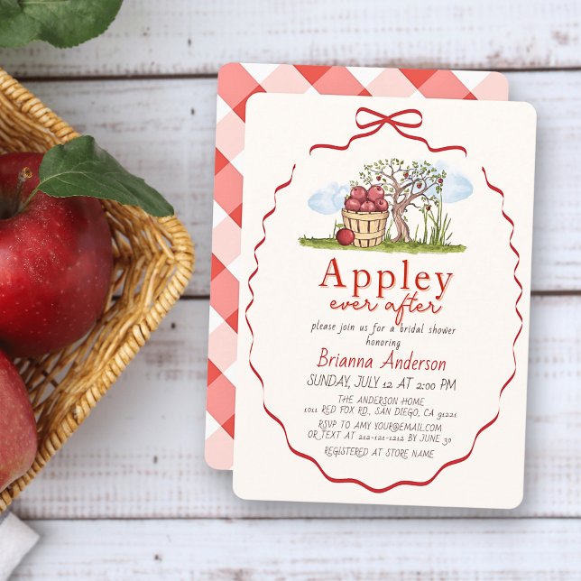 Convite de Chá de Noiva Appley Ever After Apple Tr (Criador carregado)