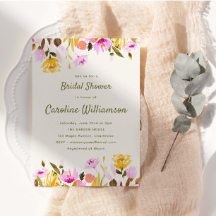 Convite de Chá de Noiva Aquarela de Flores Silvest