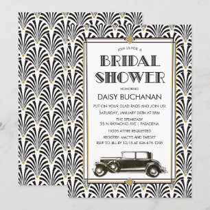 Convite de Chá de Noiva Art Deco Gatsby
