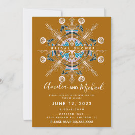 Convite de Chá de Noiva Arte Boho Mostarda Mandala