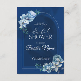 Convite de Chá de Noiva Azul Elegante Personalizáv
