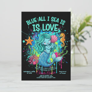 Convite de Chá de Noiva Azul Tudo o que Vejo é Amo
