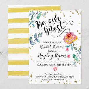 Convite de Chá de Noiva Be Our Guest Aquarela