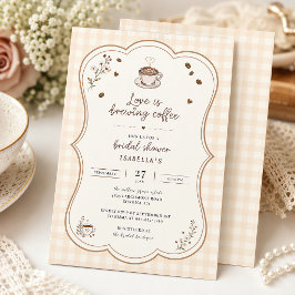 Convite de Chá de Noiva Bege Rústico Café Amor Est