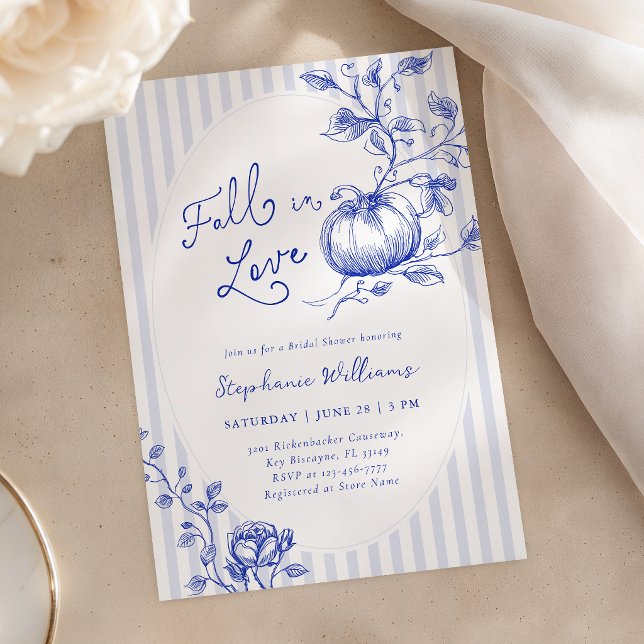 Convite de Chá de Noiva Blue Fall in Love (Criador carregado)
