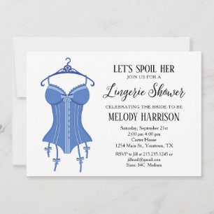 Convite de Chá de Noiva Blue Sassy Lingerie