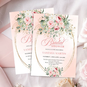 Convite de Chá de Noiva Boho Chic Blush Roses