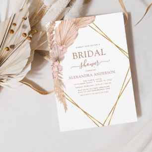Convite de Chá de Noiva Boho com Grama Pampas Orça