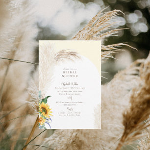 Convite de Chá de Noiva Boho Floral Amarelo Pampas
