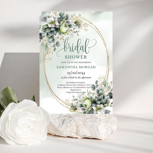 Convite de Chá de Noiva Botânico Beleza Natural (Natural Beauty Botanical Bridal Shower Invitation)