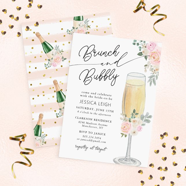 Convite de Chá de Noiva Brunch & Bubbly Champagne (Criador carregado)
