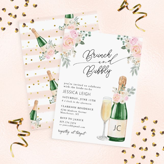Convite de Chá de Noiva Brunch & Bubbly Champagne (Criador carregado)