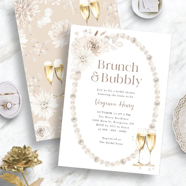 Convite de Chá de Noiva Brunch e Bubbly (Brunch and Bubbly Bridal Shower Invitation
)