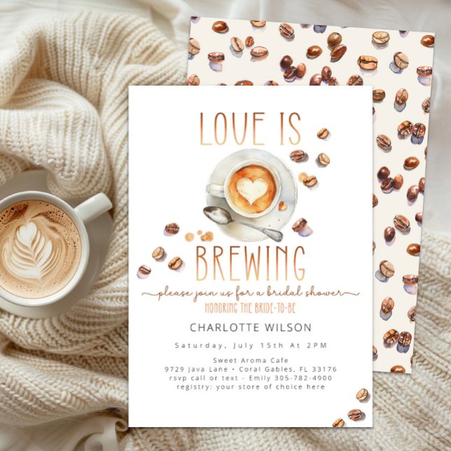 Convite de Chá de Noiva Café Love Is Brewing (Love Is Brewing Baby Shower)