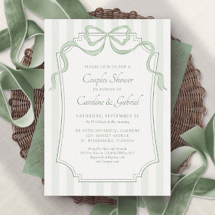 Convite de Chá de Noiva Casal Laço Coquette Verde