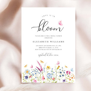 Convite de Chá de Noiva com Aquarela de Flores Sil