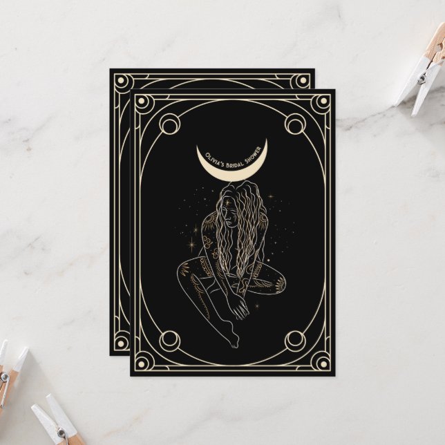 convite de chá de noiva com carta de tarot (Frente/Verso In Situ)