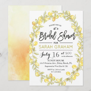Convite de Chá de Noiva com Coroa de Limão em Aqua