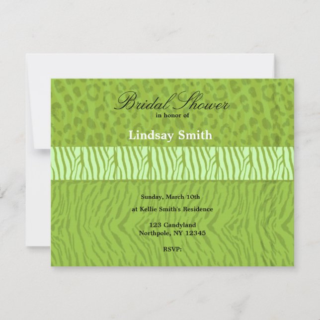 Convite de Chá de Noiva com Estampa de Animal Selv (Frente)