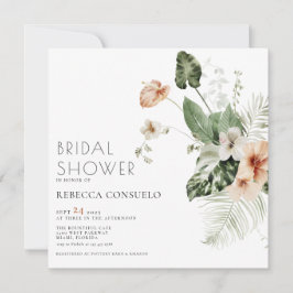 Convite de Chá de Noiva com Flora Delicada e Verde
