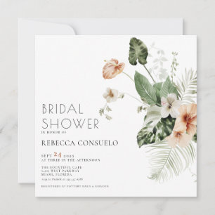 Convite de Chá de Noiva com Flora Delicada e Verde