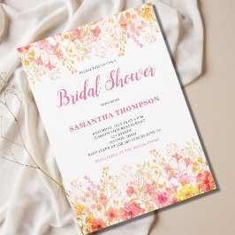 Convite de Chá de Noiva com Floral Rosa