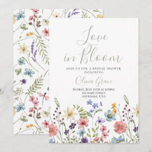 Convite de chá de noiva com flores silvestres Love