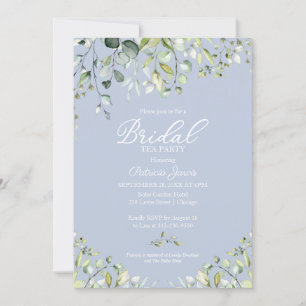 Convite de chá de noiva com folhagem de eucalipto