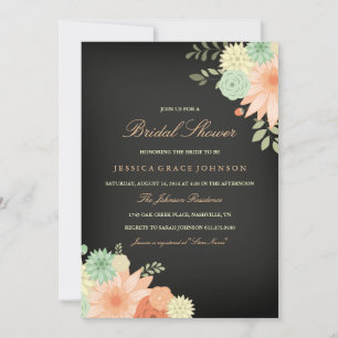 Convite de Chá de Noiva com Folhagem de Primavera