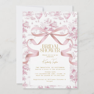 Convite de Chá de Noiva com Laço Rosa Toile De Jou