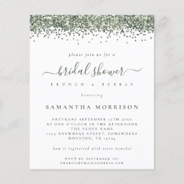 Convite de Chá de Noiva com Purpurina Verde Econôm