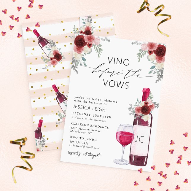 Convite de Chá de Noiva com Vinho Vino Before Vows (Criador carregado)