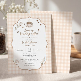 Convite de Chá de Noiva de Café Elegante Xadrez Pe